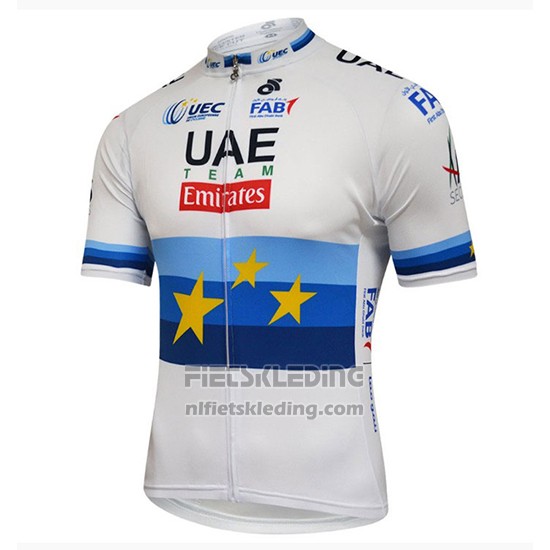 2018 Fietskleding UCI Wereldkampioen Leader Uae Lite Wit Korte Mouwen en Koersbroek